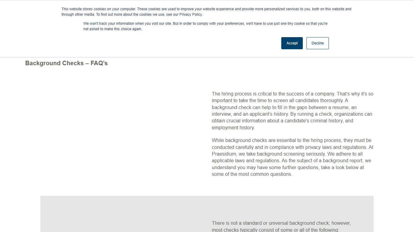 Background Checks - FAQ's Praesidium
