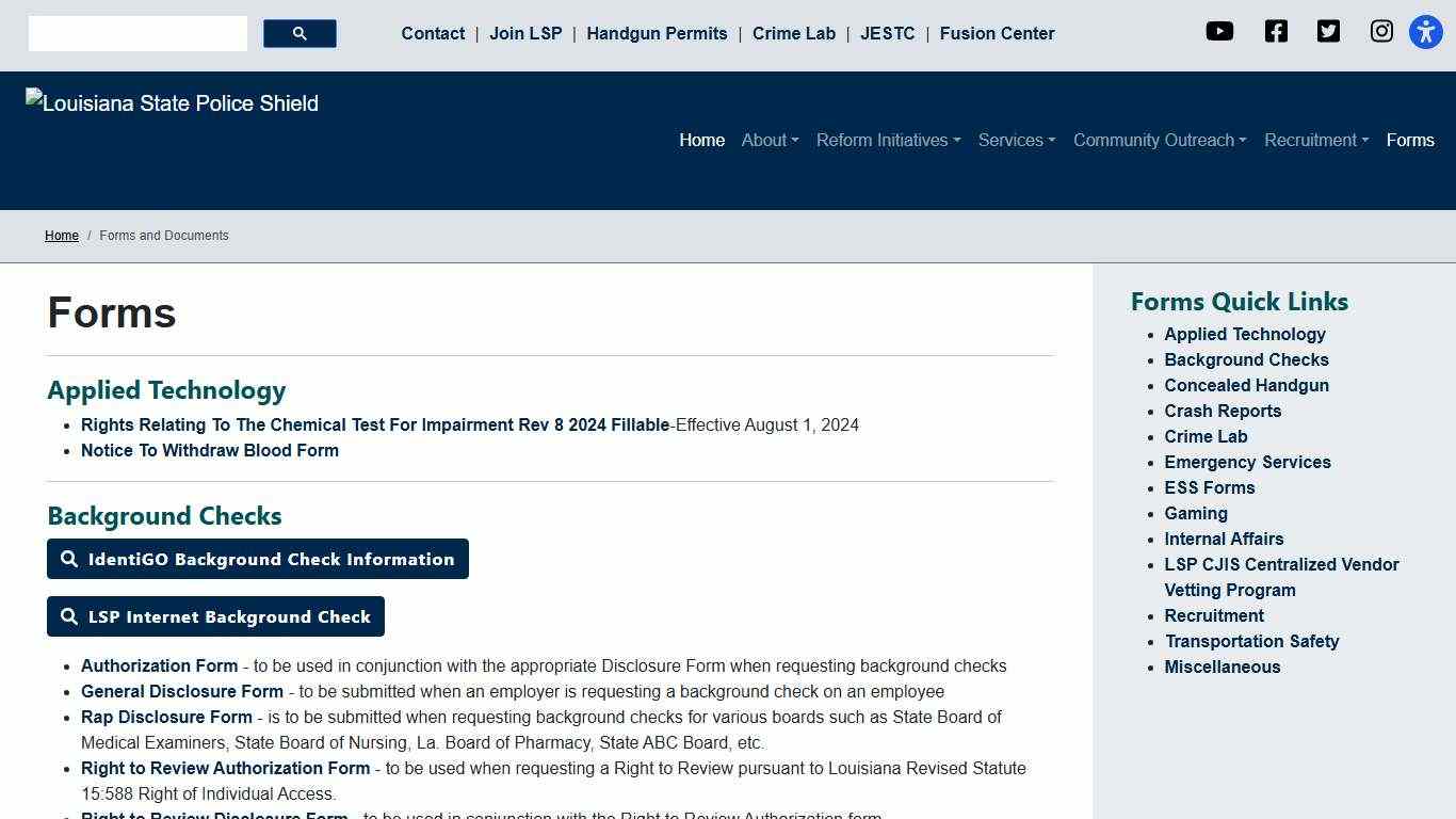 Forms and Documents - Louisiana State Police